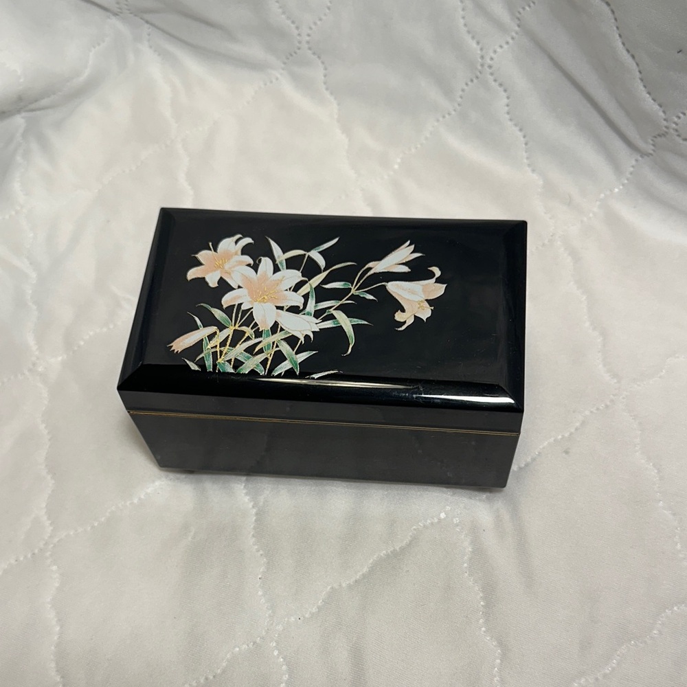 Sleek Black Jewelry Box with Musicbox